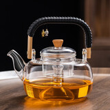 品德坊（PINDEFANG）防爆高硼硅玻璃煮茶壶电陶炉泡茶壶家用茶具套装加厚提梁烧水壶 禅道方把茶壶（蒸煮两用） 900ml