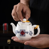 恒古（Heregur）青花陶瓷小号茶壶潮汕功夫茶具茶道配件茶器泡茶壶小容量家用单壶 福临门（200mL）小茶壶200ml