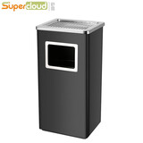 Supercloud(舒蔻) 不锈钢烟灰桶酒店大堂垃圾桶带烟灰缸商用立式吸烟桶室外灭烟桶可定制长方形【烤漆黑】