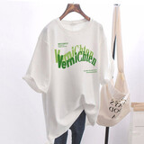 君茵 纯棉短袖T恤女宽松韩版女装ins潮2022春夏季新款中长款半袖上衣ins潮学生班服团服 白色【波浪】 XL