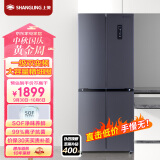 上菱417升四开门冰箱双开门十字对开门风冷无霜家用一级能效变频除菌净味电冰箱BQE417PWL