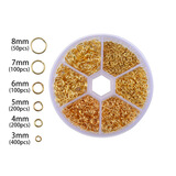 欧斯若 diy开口圈 连接圈  耳钉手链项链扣连接头 手工制作材料包 金色 6个规格+盒子