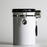 乐意猫（LOOYCAT）不锈钢咖啡豆密封罐 单向排气阀储存罐 茶叶坚果奶粉食品保鲜罐 象牙白（含量豆勺）1800ml