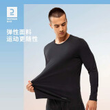 迪卡侬跑步健身运动男士防晒长袖T恤时尚简约休闲上衣 黑色M-2362297