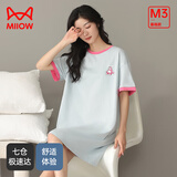 猫人（MiiOW）睡衣女士睡裙纯棉宽松透气舒适亲肤休闲印花套头五分袖家居裙 摩登小猫 XL (170) 120-140斤
