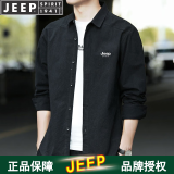 JEEP SPIRIT吉普衬衫男长袖衫春秋季工装衬衣上衣中青年翻领百搭宽松休闲外套 1916 黑色 M (建议85斤-100斤)