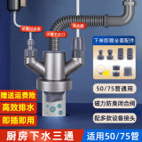 方淮厨房下水三通下水管道防臭神器三通接头分水器净水器洗碗机密封塞 热销款三通【菜盆+前置+净水器】