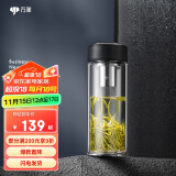 万象（WANXIANG）玻璃杯经典皮纹U3商务办公杯高硼硅泡茶杯460ML家用带滤网水杯