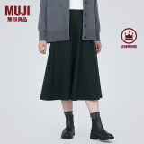 无印良品（MUJI）女式 弹力起毛 宽摆裙 休闲中长款A字半身裙子女款秋季 BE1P4C3A 黑色 M(160/66A)