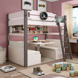 菲雅丽兰 上下床多功能组合床带书桌床儿童床高低床子母床上床下桌小户型 XS01升降床+挂梯+海绵软包 1500*1900