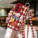 美赞仕华为p40手机壳新款p40腕带防摔斜挎挂绳p40proplus保护套平安喜乐好运满满 红色-菱格平安喜乐【腕带+挂绳】 华为P40Pro