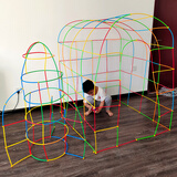 赟娅软吸管聪明棒4D积木网红diy构建拼插搭亲子互动活动创意儿童玩具 500桶装-250吸管+250接头-1.1kg