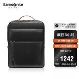 新秀丽（Samsonite）双肩包男士商务14英寸电脑包时尚牛皮革背包 TM0*001【黑色】