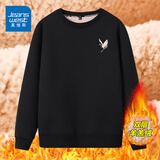 真维斯（JEANSWEST） 超暖加绒加厚卫衣男女秋冬季新款圆领羊羔绒宽松蛇年本命年衣服 黑色 鹤_K M【推荐110-120斤】