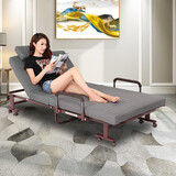 欧莱特曼（oulaiteman）折叠床棕垫午休床可拆洗升降扶手可选办公室午休午睡陪护乳胶床 【海绵款】灰色-升降扶手 70x192cm