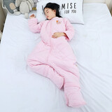 初贝（CHUBEI）大童睡袋婴儿宝宝小学生儿童成人春秋冬薄加厚连体睡衣分腿防踢被 中厚有脚套粉红色 4XL建议身高125-140（145码）