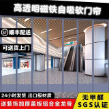 有颜磁铁自吸软门帘家用空调透明隔断门帘磁性挡风超市商场用隔热门帘 升级牛筋边灰色2.0mm厚加配重 尺寸定制/联系客服