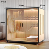 蒂乐森木猫别墅柜子防水别墅玻璃家用实猫笼子猫房子自由空间木质猫柜 FMS B2【90X60X90CM】  防水款 包安装 送货到家