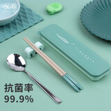 品喻（PINYU）学生筷勺餐具抗菌合金筷子不锈钢勺子带收纳盒上班族旅行便携套装