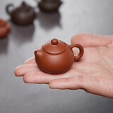 尊壶把把壶迷你指尖壶小紫砂壶宜兴把玩壶小容量倒立茶壶茶宠茶桌摆件 西施把把壶 朱泥 10ml