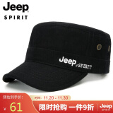 吉普（JEEP）帽子男士棒球帽秋冬加厚保暖羊毛呢鸭舌帽休闲户外舒适平顶帽 A0017黑色