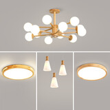 思喆客厅灯具套餐卧室灯餐厅吊灯创意魔豆分子灯日式原木设计师房间灯 全屋搭配-两室两厅2-三色调光