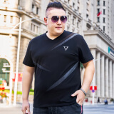 豪朗格（Haolangge）新款潮牌大码男装胖子短袖t恤加肥加大男简约时尚衣服肥佬体恤棉 DX173黑色 3XL (190-210斤)