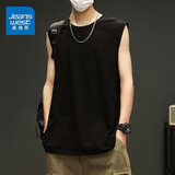 真维斯（Jeanswest）运动背心男夏季新款纯棉舒适透气吸汗外穿宽肩打底衫日系无袖汗衫 黑色(纯色) XL (180) (不起球不掉色)
