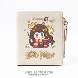 弗罗猫 哈利波特魔法觉醒周边魔法学院可爱卡通ins风小众设计学生钱包女生短款小巧薄款韩版简约 米白色 W赫敏Q版猫咪