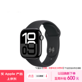 Apple/苹果 Watch Series 10 智能手表GPS款42毫米亮黑色铝金属表壳黑色运动型硅胶表带S/M MX1M3CH/B