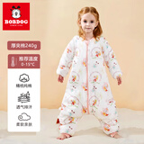 巴布豆婴儿睡袋秋冬恒温纯棉儿童分腿式睡袋冬季加厚豆豆绒宝宝防踢被子 锦上【厚夹棉240g/建议0-15°】 100(适合身高90-105cm/2-4岁)