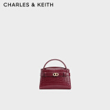 CHARLES&KEITH鳄鱼纹凯莉包手提斜挎包婚包包女包生日礼物CK2-50270880-1 Burgundy葡萄酒红色 S