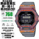 卡西欧（CASIO）G-SHOCK计步训练功能户外运动电子表防震防水石英男表 透明桔灰GBD-200SM-1A5