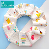 boxbaby婴儿口水巾超软优棉洗澡新生儿童毛巾宝宝纱布小方巾洗脸巾纯棉 女孩5条装（花色混搭 30*30cm）
