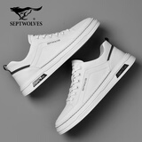 七匹狼男鞋冬季2025新款板鞋男透气低帮平底休闲皮鞋百搭防滑男士休闲鞋 白色 40