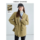 VEGA CHANG小西装外套女春季2026年新款英伦风加厚宽松呢子上衣 奶姜棕 L