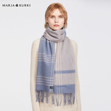 玛丽亚·古琦（MARJA KURKI）新年礼物送妈妈粗纺保暖羊毛混纺羊绒围巾女礼盒装静谧内心雾霾蓝