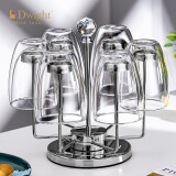 德韦特（DWIGHT）高档耐热水晶玻璃杯套装双层隔热龙井泡绿茶杯家用加厚喝水杯子 375ml双层杯*6+杯架