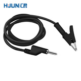 汇君黄铜鳄鱼夹 带硅胶线转4mm香蕉插头10A耐高压1000V电力测试线导线 黑色1米