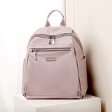 鳄鱼恤轻便双肩包包女士大容量布包背包休闲旅行女包B1671樱花粉