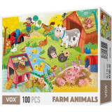 VOX福思儿童拼图100片 幼儿园认知早教玩具3456岁儿童六一节礼物 农庄好伙伴VD100-02