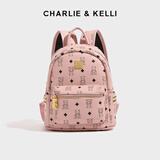 CHARLIE&KELLI CK品牌包包女款书包双肩包女士2025年妈咪背包大容量实用礼物女 粉色大号【代写贺卡 品牌礼袋】