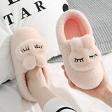 迪芙熙棉拖鞋女冬包跟室内居家用防滑厚底毛毛鞋保暖可爱情侣地板月子鞋 粉红 36-37 (适合35-36码)