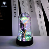 Rochli生日礼物送女生闺蜜朋友七夕情人节表白女生永生花玫瑰花束摆件 彩金玫瑰+礼盒礼袋+彩灯