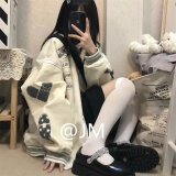 御仕达棒球服外套女春秋季百搭新款温柔系穿搭学生薄款宽松卫衣潮外套 杏色外套春秋款 版 M 86-105斤