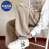 NASA MARVEL休闲裤男春秋季裤子直筒阔腿宽松垂感运动灯芯绒裤子 卡其 2XL