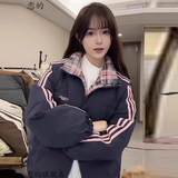 恋的羽绒棉服女2025新款短款学生小个子女生棉衣外套秋冬季羽棉袄绒服 韩版加厚藏青色 均码（可备注码数）