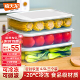 禧天龙冰箱保鲜盒食品级冰箱收纳盒塑料密封盒蔬菜水果冷冻盒 4.5L 3个