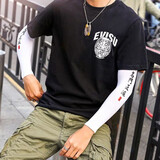 迈诗蒙 冰袖男夏季冰丝防晒袖套女户外防紫外线冰袖男运动护臂手臂套袖 白色-名门正派 均码（高弹力，80~200斤都能带）