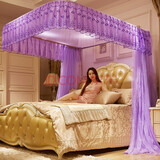 南极人（Nanjiren）升降导轨蚊帐U型导轨蚊帐三开门宫廷蚊帐不锈钢支架蚊帐架1.5x2米 036紫色导轨 180cm*220cm*210cm 高度可调节